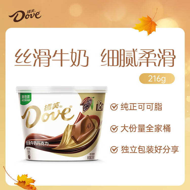德芙 全家桶 丝滑牛奶巧克力 碗装18粒216g 休闲零食 糖果 生日礼物 菜管家商品