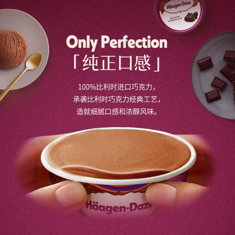 哈根达斯（Haagen-Dazs）经典比利时巧克力口味冰淇淋 100ml/杯 雪糕 菜管家商品