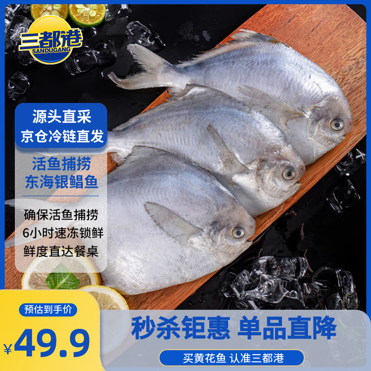 三都港 冷冻东海银鲳鱼450g/3条装 平鱼 深海鱼 生鲜鱼类 海鲜 年货 菜管家商品