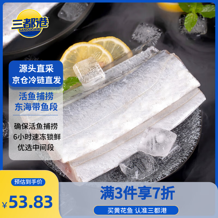 三都港 冷冻东海带鱼段600g(13-15段) 刀鱼 深海鱼 生鲜鱼类 海鲜 年货 菜管家商品