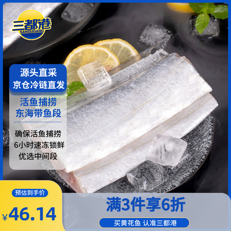 三都港 冷冻东海带鱼段600g(13-15段) 刀鱼 深海鱼 生鲜鱼类 海鲜 年货 菜管家商品