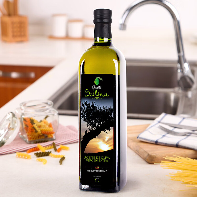 蓓琳娜（BELLINA）【保真橄榄油】欧洲原装进口100%特级初榨橄榄油1L轻食炒菜食用油 菜管家商品