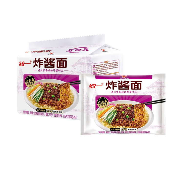 统一炸酱面 老北京炸酱面 袋装 104g*5袋 五连包 干拌面 方便面速食面 菜管家商品