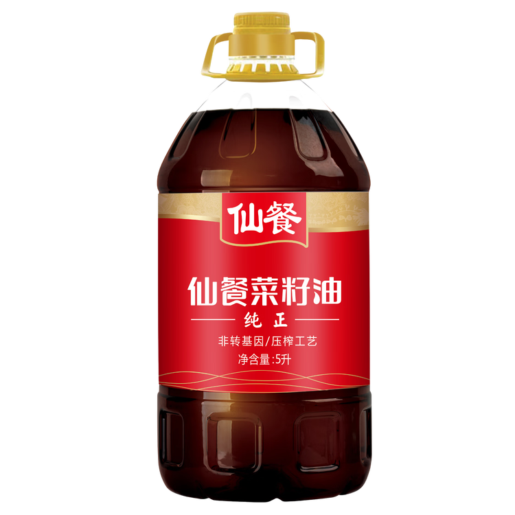 仙餐牌 食用油 四川风味纯正 压榨非转基因菜籽油 5L 菜管家商品