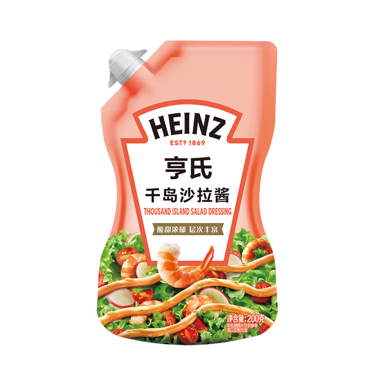 亨氏(Heinz) 沙拉酱 千岛沙拉酱200g 千岛酱蔬菜水果沙拉寿司酱 菜管家商品