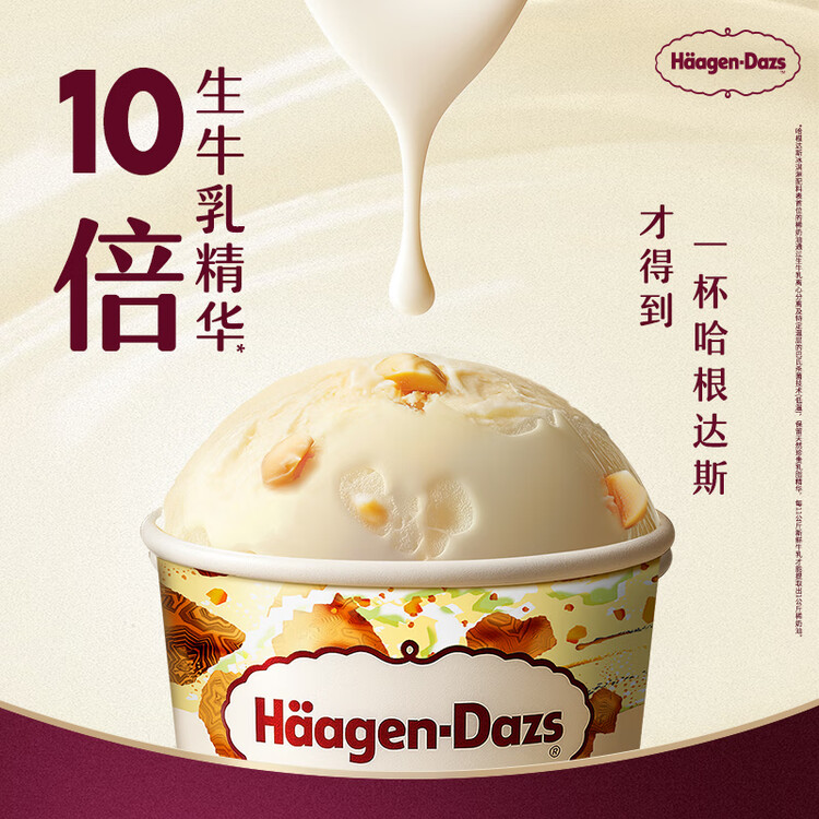 哈根达斯（Haagen-Dazs）经典夏威夷果仁口味冰淇淋 100ml/杯 雪糕 菜管家商品
