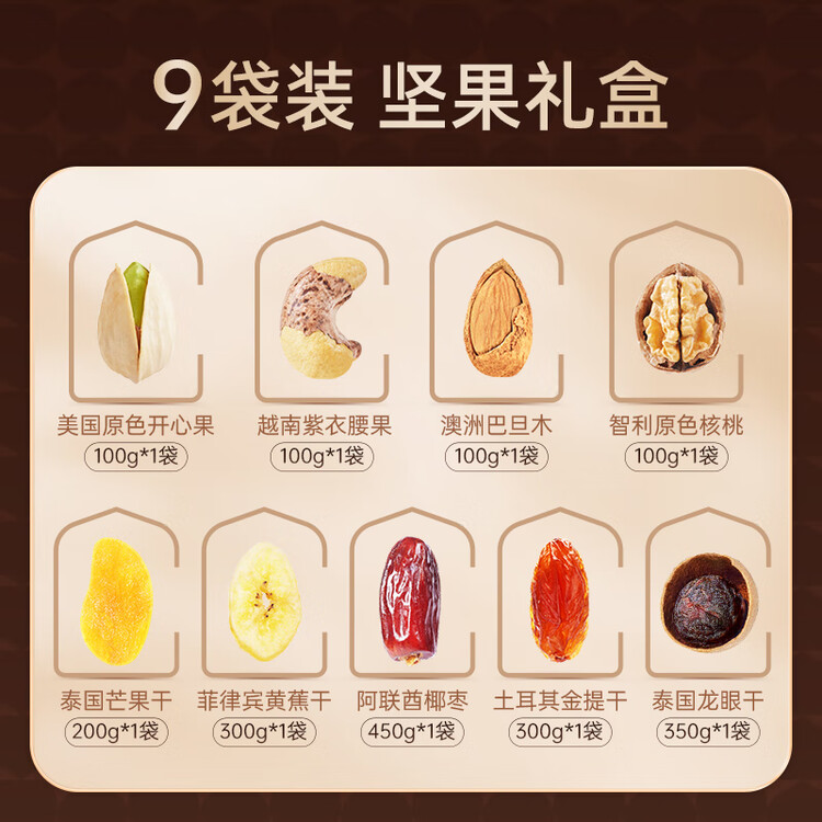 臻味高端坚果干果礼盒2000g年货春节礼品零食大礼包企业福利送礼团购 菜管家商品