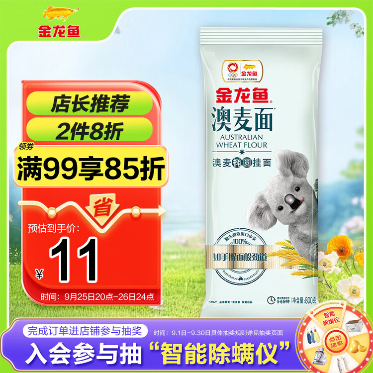 金龙鱼100%澳麦椭圆挂面面条 800g 汤面拌面蘸面早餐面炸酱面 菜管家商品