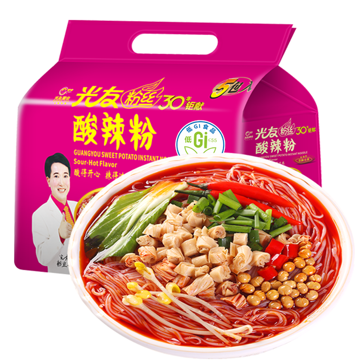 光友酸辣粉五连包无明矾低Gi食品国货之光友国产老牌子方便粉丝525g 菜管家商品