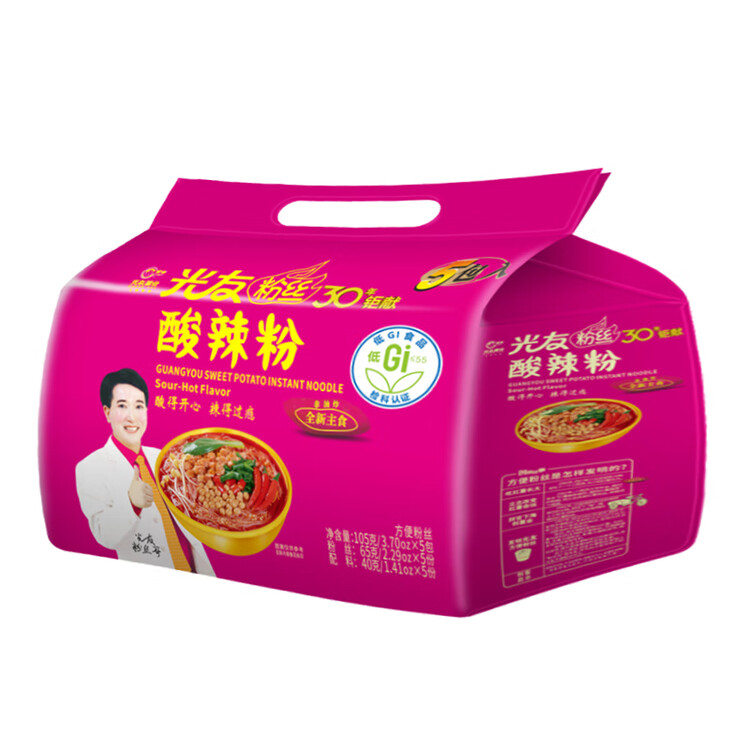 光友酸辣粉五连包无明矾低Gi食品国货之光友国产老牌子方便粉丝525g 菜管家商品
