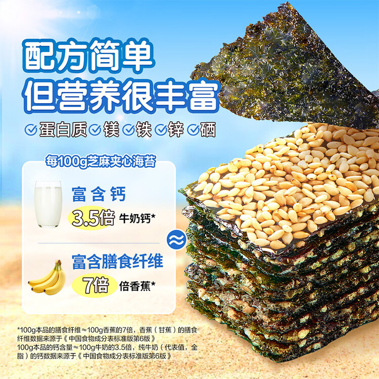 良品铺子芝麻夹心海苔儿童食海苔夹心脆 非油炸即食紫菜休闲零食小吃35g 菜管家商品