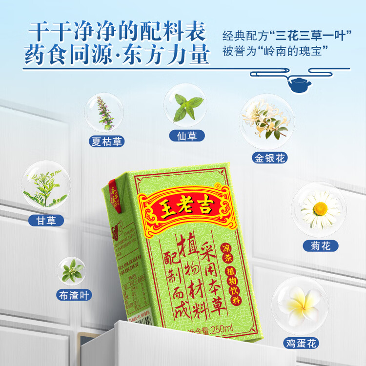 王老吉凉茶250ml*12盒 绿盒装  草本茶饮料 年货礼盒 便携装 中华老字号 菜管家商品