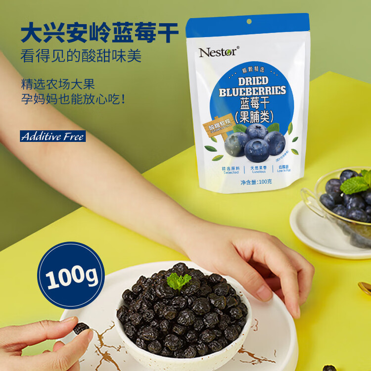 Nestor蓝莓干无添加剂无色素烘焙饼干可用办公室护眼休闲零食蜜饯100g 菜管家商品