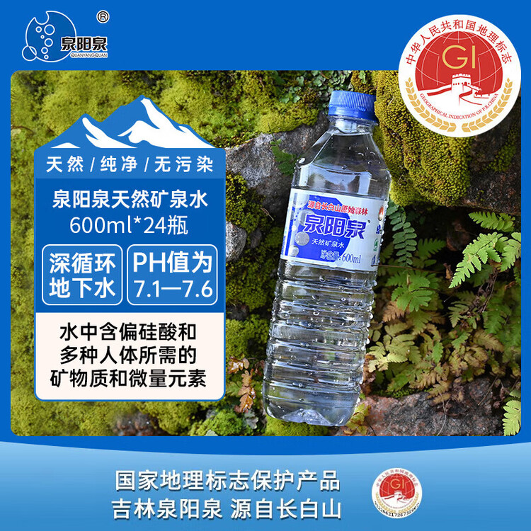 泉阳泉（QUANYANGQUAN） 长白山天然矿泉水 小瓶水 会议用水 600ml*24瓶 整箱塑包装 菜管家商品