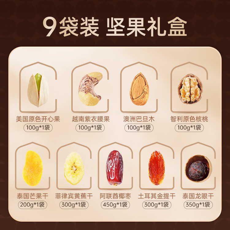 臻味高端坚果干果礼盒2000g年货春节礼品零食大礼包企业福利送礼团购 菜管家商品