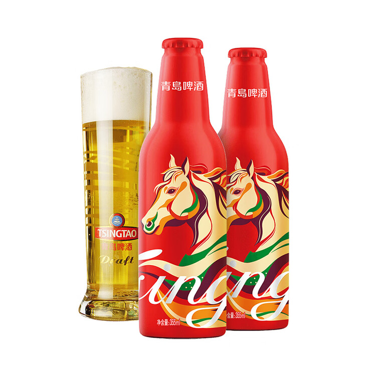 青岛啤酒（TsingTao）鸿运当头马年限定生肖款 355ml*12瓶 整箱装  年货送礼 菜管家商品