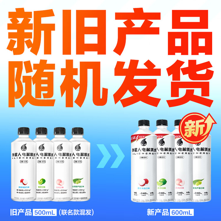 外星人电解质水0糖0卡饮料 荔枝海盐口味 600mL*15瓶 菜管家商品