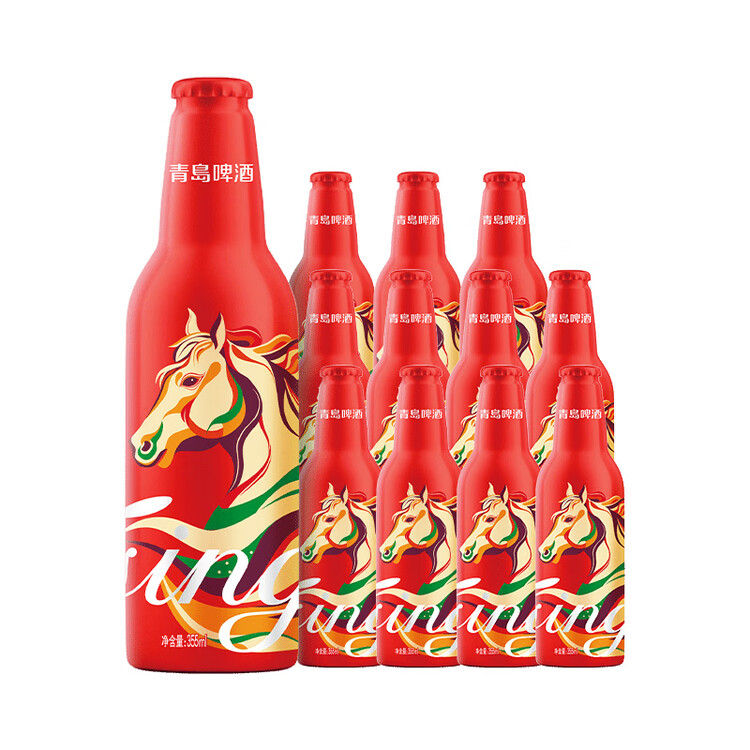 青岛啤酒（TsingTao）鸿运当头马年限定生肖款 355ml*12瓶 整箱装  年货送礼 菜管家商品