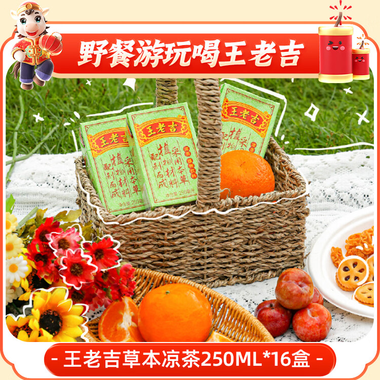 王老吉凉茶250ml*16盒绿盒装  年货礼盒 草本植物降火茶饮料 中华老字号 菜管家商品