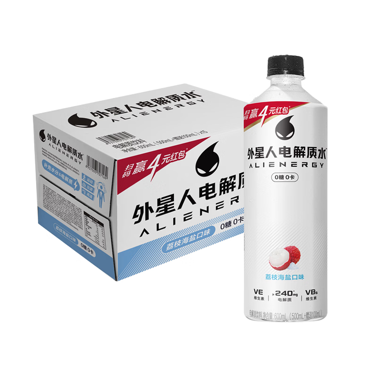 外星人电解质水0糖0卡饮料 荔枝海盐口味 600mL*15瓶 菜管家商品