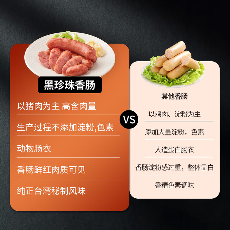 海霸王黑珍猪台式原味香肠锁鲜装 268g 火山石烤肠儿童早餐肉肠烧烤食材 菜管家商品