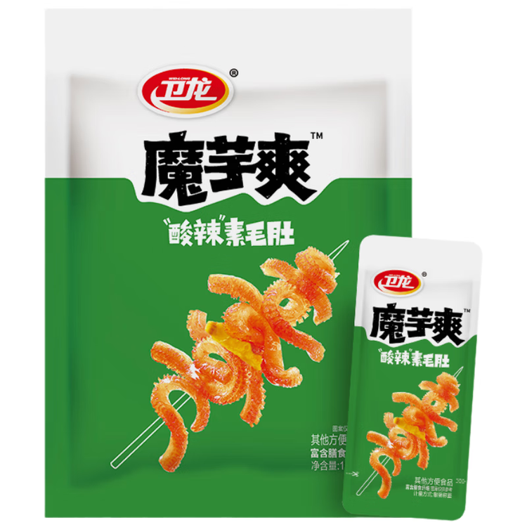 卫龙 魔芋爽 辣条 酸辣味素毛肚 180g/袋 休闲小零食 约12小包 菜管家商品