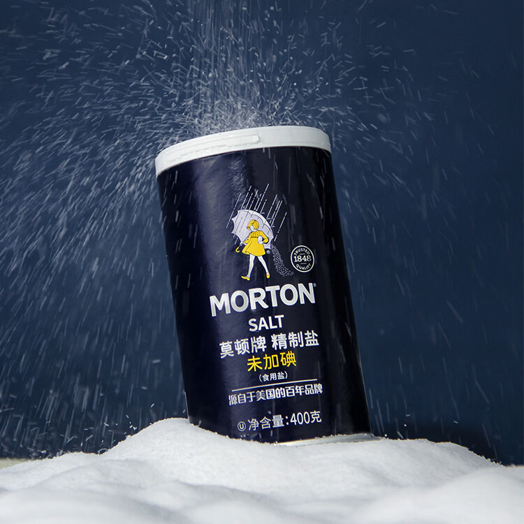 莫顿（MORTON）精制盐400g【未加碘 井矿盐】无碘盐 炒菜调料 盐食用 百年品牌   菜管家商品