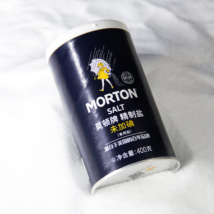 莫顿（MORTON）精制盐400g【未加碘 井矿盐】无碘盐 炒菜调料 盐食用 百年品牌   菜管家商品