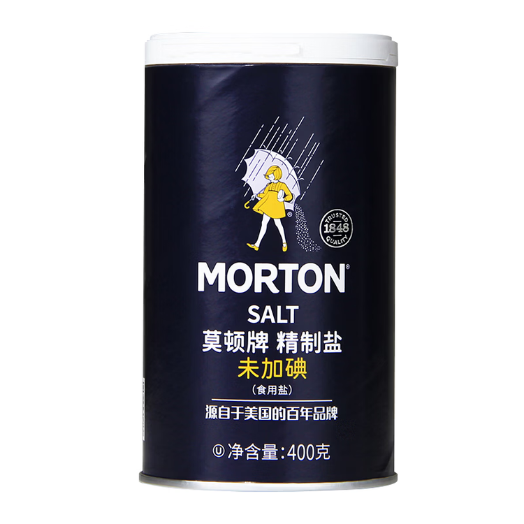 莫顿（MORTON）精制盐400g【未加碘 井矿盐】无碘盐 炒菜调料 盐食用 百年品牌   菜管家商品