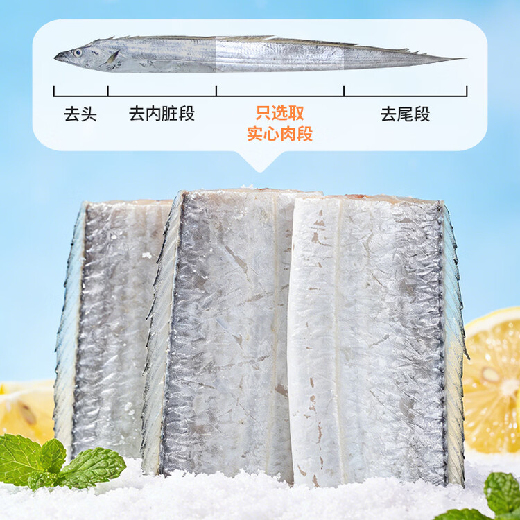 纯色本味舟山精品带鱼段实心段700g 烧烤 一鱼只取肉段 生鲜食材 下饭下酒 菜管家商品