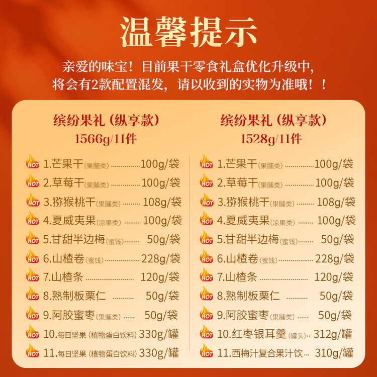 百草味坚果果干礼盒1566g 芒果干夏威夷果山楂休闲零食大礼包团购送礼品 菜管家商品