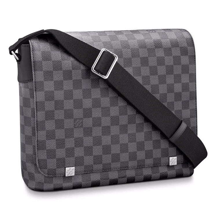 路易威登lv男包district老花棋盘格单肩斜挎邮差包n41029灰色棋盘格mm