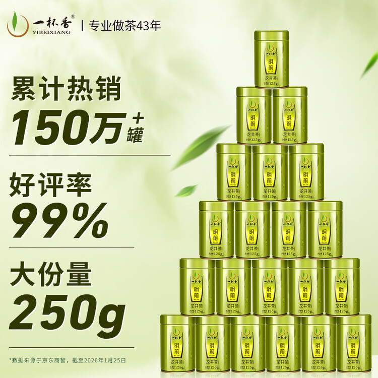 一杯香茶叶绿茶正宗明前龙井茶250g2026新茶春茶礼盒装送礼自己喝散装 菜管家商品