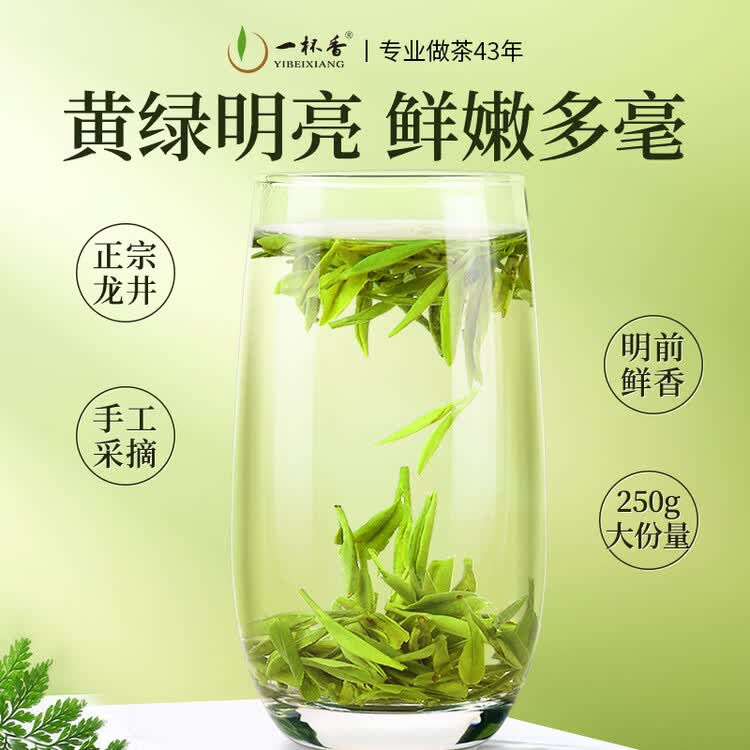 一杯香茶叶绿茶正宗明前龙井茶250g2026新茶春茶礼盒装送礼自己喝散装 菜管家商品