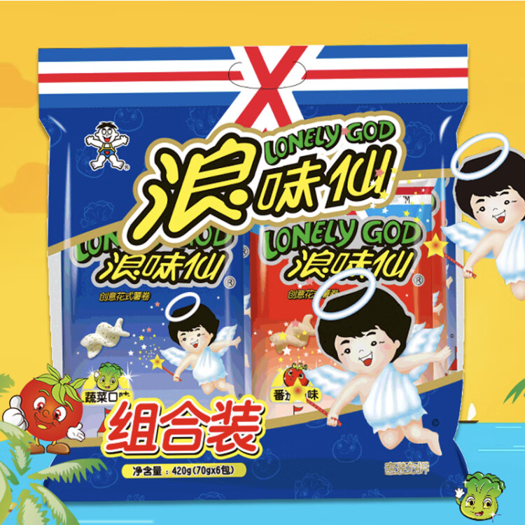 旺旺 浪味仙 组合装 膨化食品 零食薯片 蔬菜+番茄 420g 菜管家商品