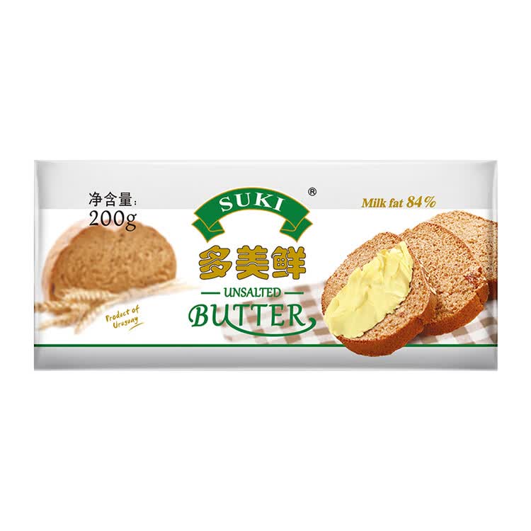 多美鲜（SUKI）乌拉圭进口 天然动物黄油 原味200g 冷藏 烘焙 煎牛排 面包 饼干 菜管家商品