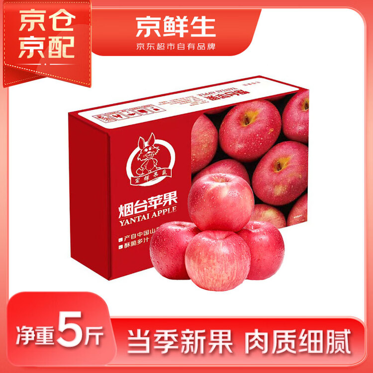 京鲜生烟台红富士苹果 净重5斤/12粒 单果190-240g 生鲜水果 菜管家商品