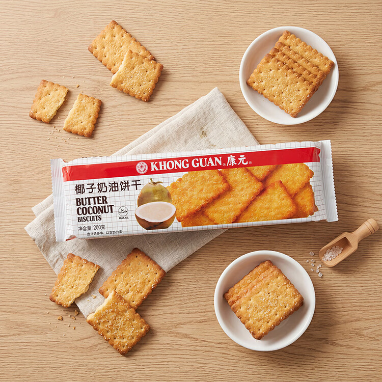 康元 椰子奶油饼干200g 儿童早餐饱腹糕点心下午茶休闲零食节日网红 菜管家商品