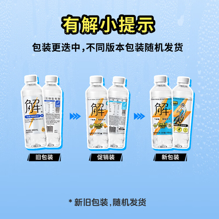 屈臣氏（Watsons）有解电解质水无糖运动功能饮料补充身体水分480mL*15瓶整箱 菜管家商品