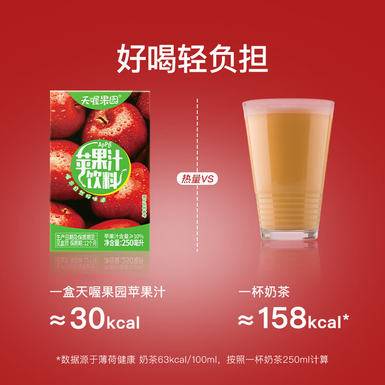 天喔 苹果汁250ml*16盒整箱装 年货礼盒果汁果味饮料小包便携饮品 菜管家商品