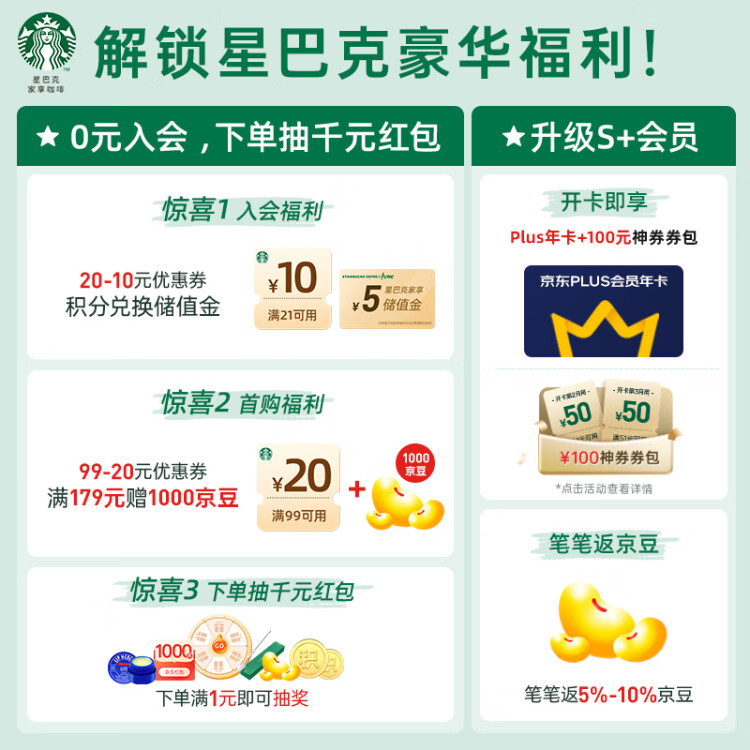 星巴克（Starbucks）烘焙咖啡豆 阿拉比卡咖啡豆200g 意式浓缩重烘美式黑咖啡可做11杯 光明服务菜管家商品