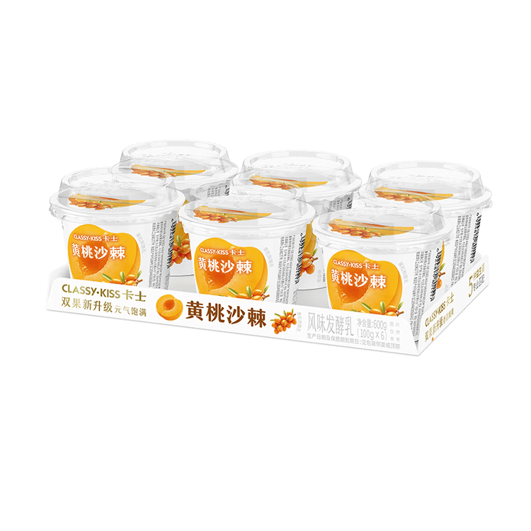 卡士（CLASSY.KISS）黄桃沙棘果粒鲜酪乳100g*6杯 低温酸奶 风味发酵乳 菜管家商品