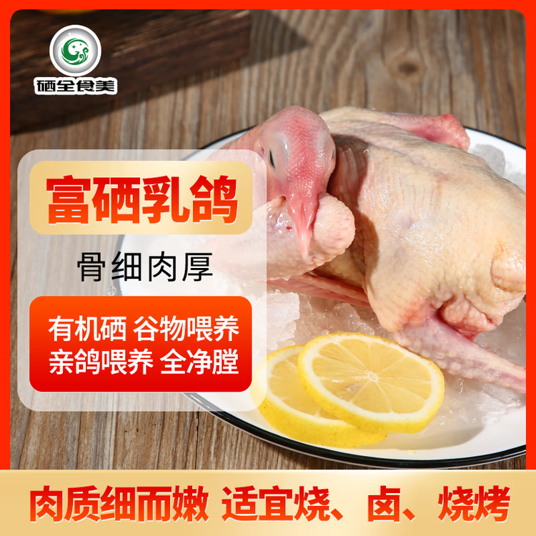 硒全食美富硒乳鸽 300g/只 冷冻 鸽子 全程冷链烧烤食材鸽子肉烤鸽子 菜管家商品