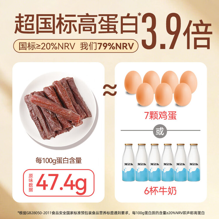 科尔沁手撕风干牛肉干原味400g 高蛋白休闲零食 肉干肉脯 0添加防腐剂 菜管家商品