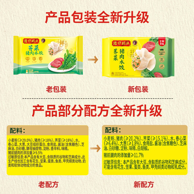 湾仔码头荠菜猪肉水饺1320g66只早餐食品速食半成品面点生鲜速冻饺子 菜管家商品