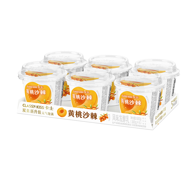 卡士（CLASSY.KISS）【全程冷链】黄桃沙棘果粒鲜酪乳100g*6杯 低温酸奶 风味发酵乳 菜管家商品