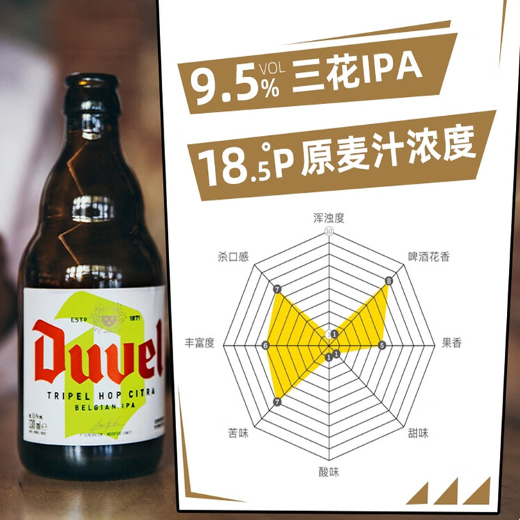 督威三花啤酒330ml*6瓶 比利时IPA印度淡色艾尔精酿啤酒聚会高端 菜管家商品