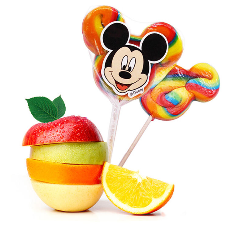 好心情迪士尼水果味波板糖米奇头彩虹糖波板棒棒糖55g3支装