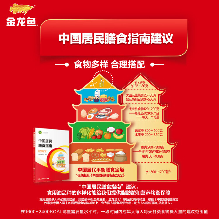 金龙鱼 食用油 非转基因 金装 黄金比例零反式脂肪食用植物调和油1.8L 菜管家商品