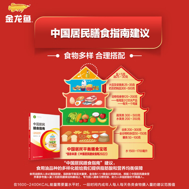 金龙鱼 食用油 黄金比例食用调和油 900ml(新老包装随机发货) 菜管家商品